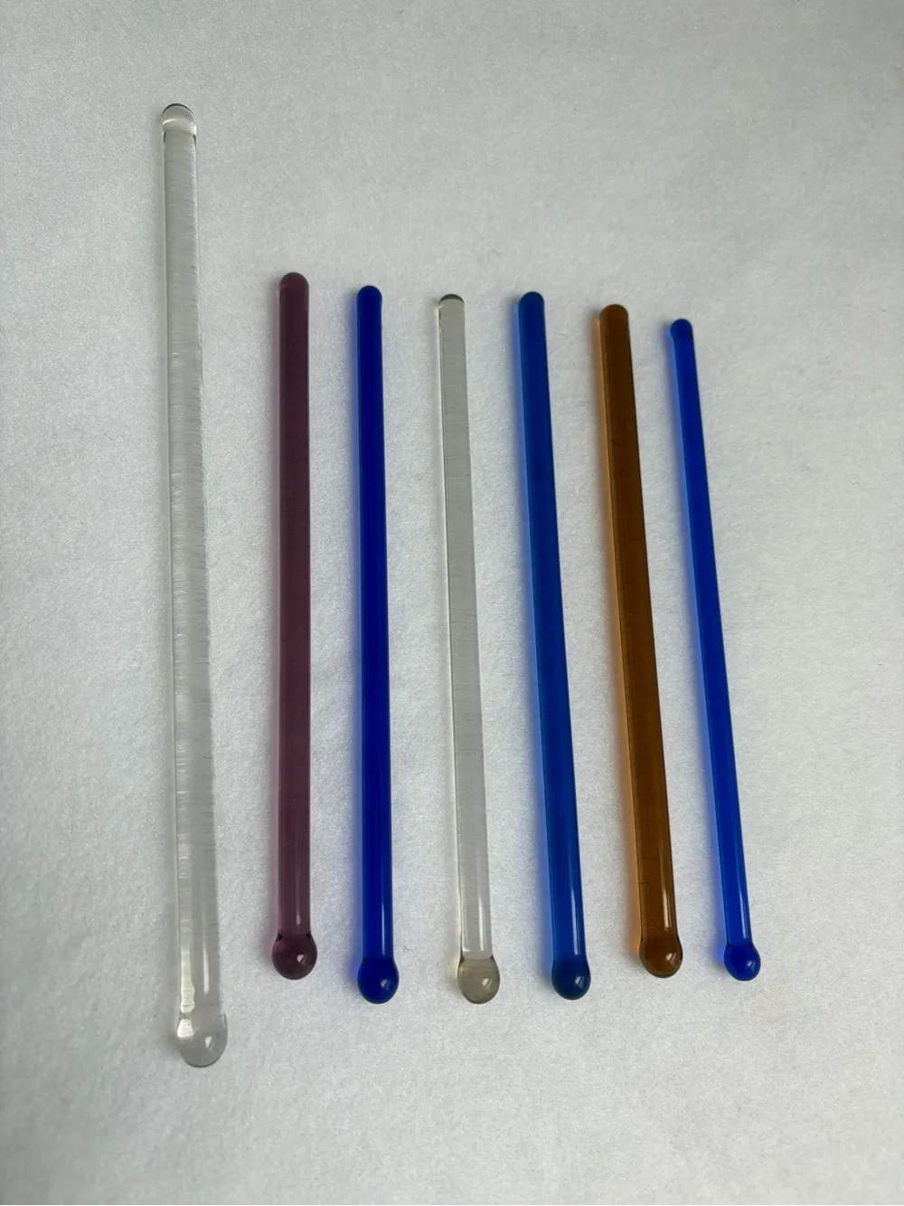MCM Blown Glass Swizzle Cocktail Stir Stick Rods Vintage Barware Lot Of 7